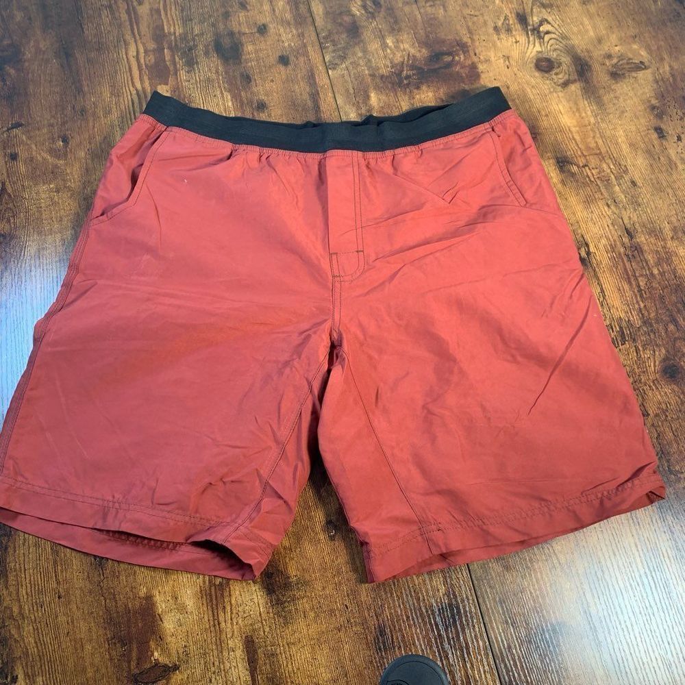 Prana Mojo Shorts Orange Elastic Waist Athletic Mens Size Extra Large
